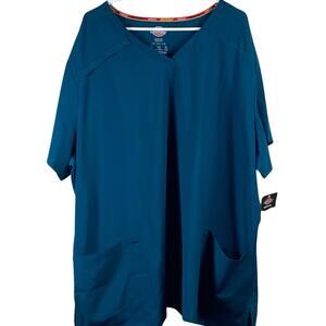 Dickies EDS Essentials Scrub Top Women's Size 4XL DK615 Caribbean Blue NWT